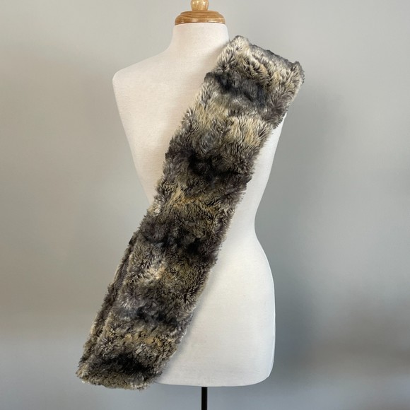 Marbled Faux Fur Reversible Ultra Soft and Cozy Infinity Scarf - Picture 1 of 8